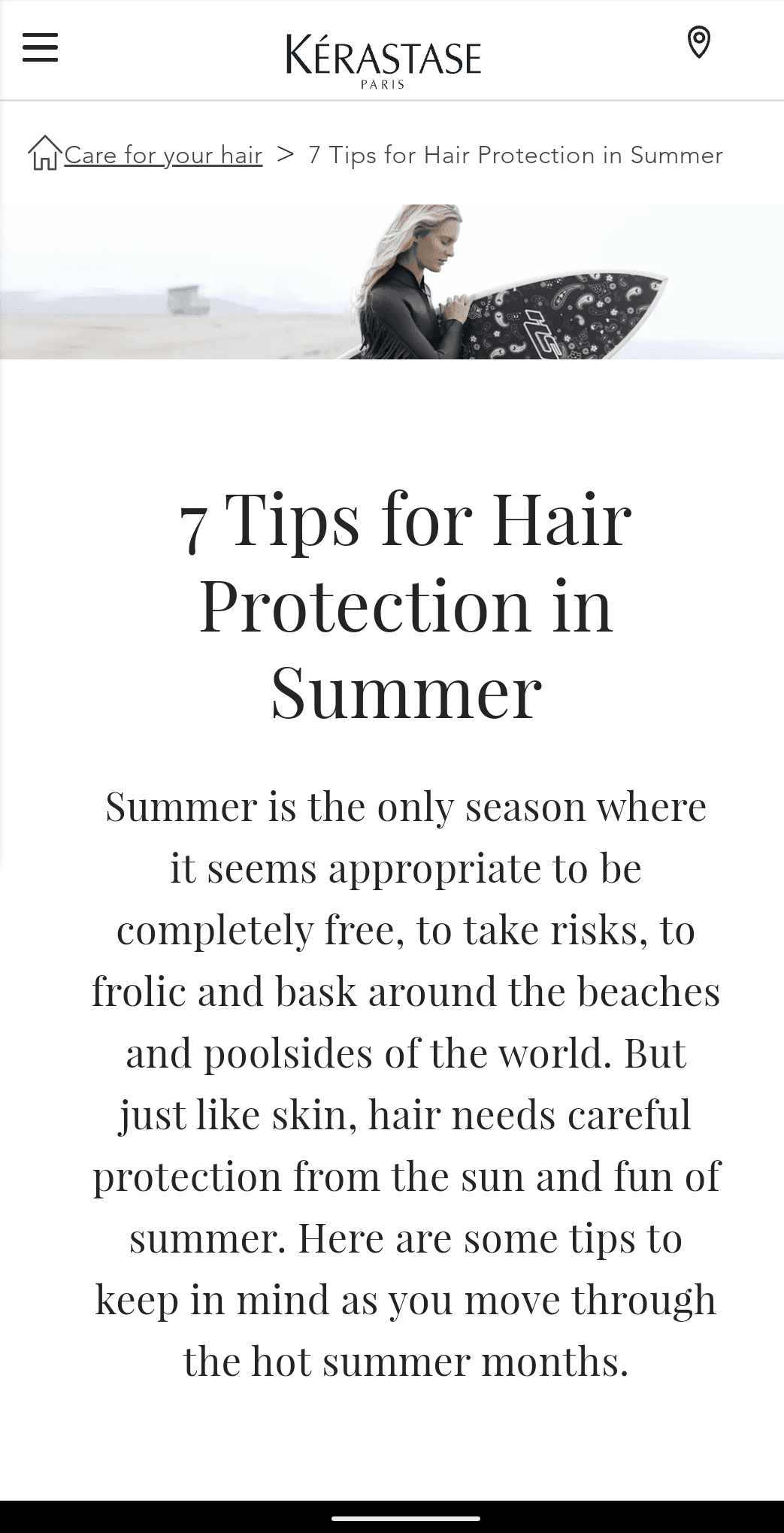 KERASTASE SUMMER HAIRCARE TIPS 101 https://www.kerastase.com/care-for-your-hair/7-tips-for-hair-protection-in-summer